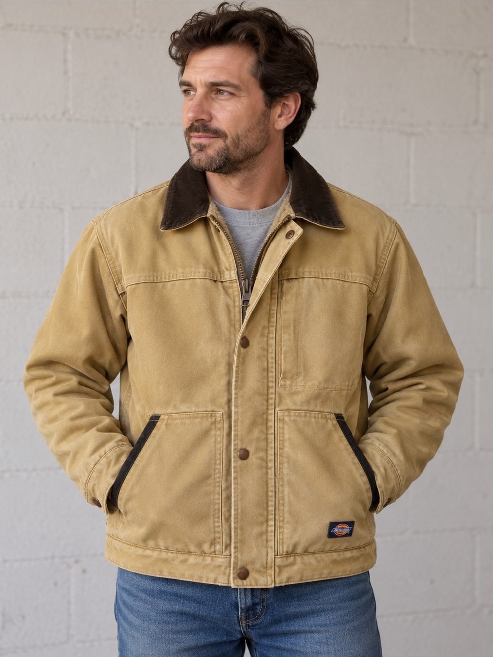Vintage Dickies A Legend In Work Duck Canvas Sherpa Lined Jacket Tan Men’s M